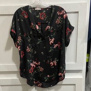 Maurices Black Floral Blouse